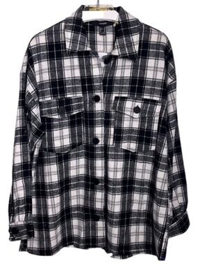 FOREVER 21 Plaid Button Down Shirt Jacket XL